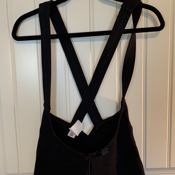 VTG 70 80s Ski Bib Overall Wool Blend Spandex Stirrup Jumpsuit Black Womens 6-8 - Picture 9 of 16